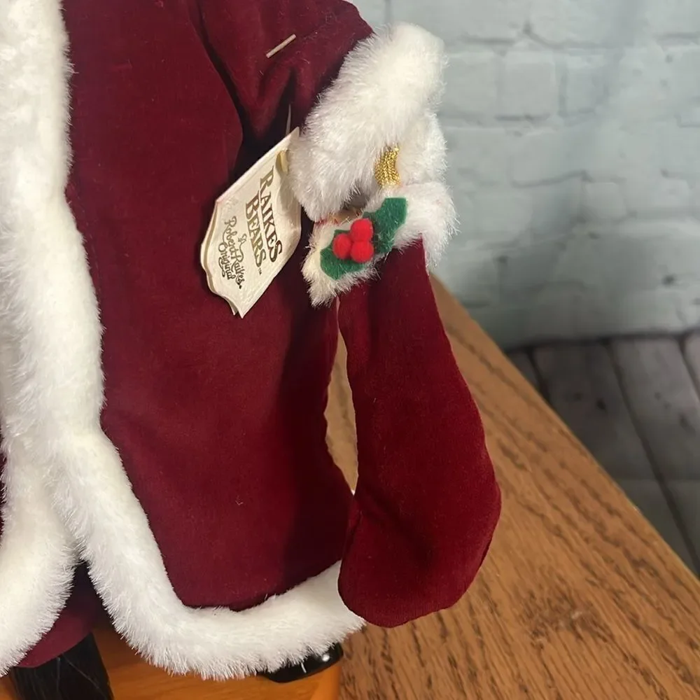 Vintage 1990 ROBERT RAIKES Classic Santa Bear Limited Edition Stand